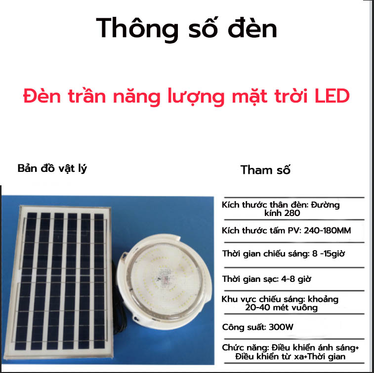 Đèn thả trầnĐèn năng lượng mặt trời 400W 300W 200W 100W đèn ốp trần trong nhàđèn trần phò