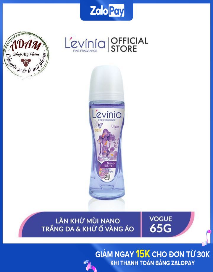 Lăn Khử Mùi Trắng Mịn Da - Giảm Ố Vàng Áo Levinia 65G Màu Tím - Vogue (Levinia)