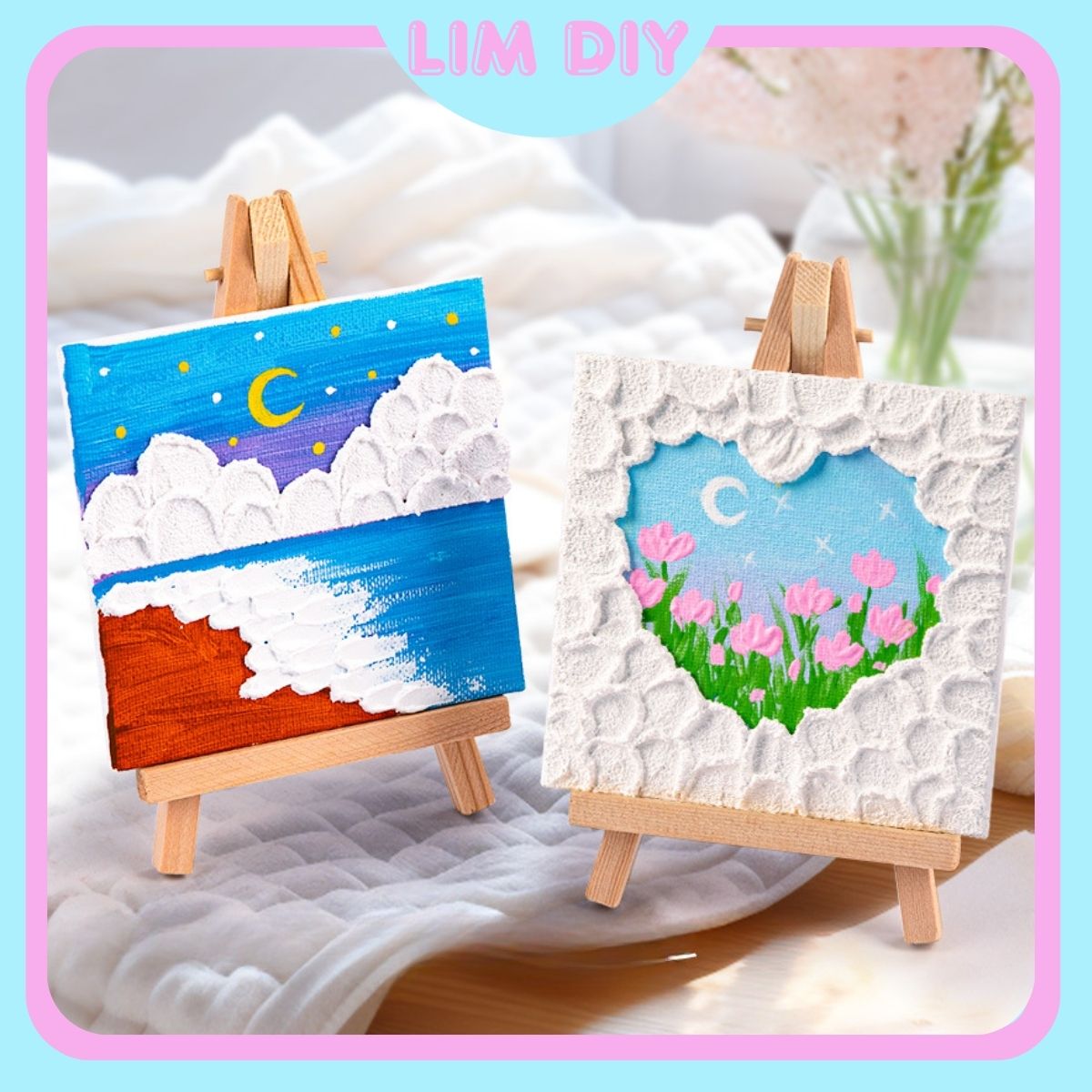 Set tranh cát mini tự làm vẽ bằng màu acrylic kèm đầy đủ họa cụ LIMDIY