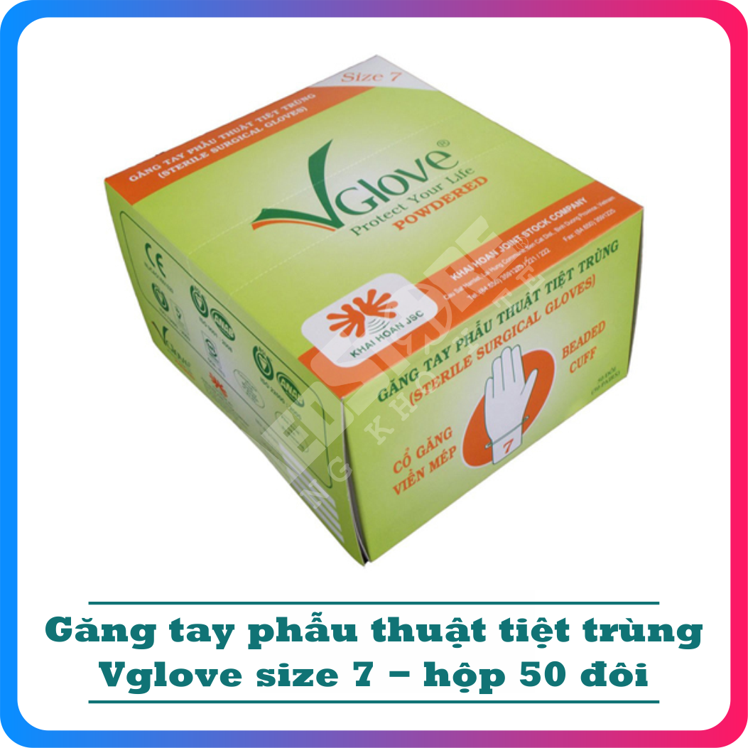 Combo 50 Đôi Găng Tay Y Tế Găng Tay Phẫu Thuật Tiệt Trùng Vglove Size 7 - Tbyt Medstore