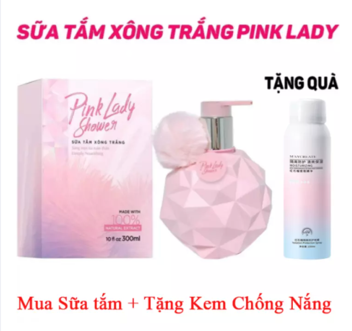 [Mua Sữa Tắm Tặng Kem Chống Nắng ] Sữa Tắm Xông Trắng Pink Lady Shower Sáng Mịn Da Toàn Thân Chống Lão Hoá Thu Nhỏ Lỗ Chân Lông