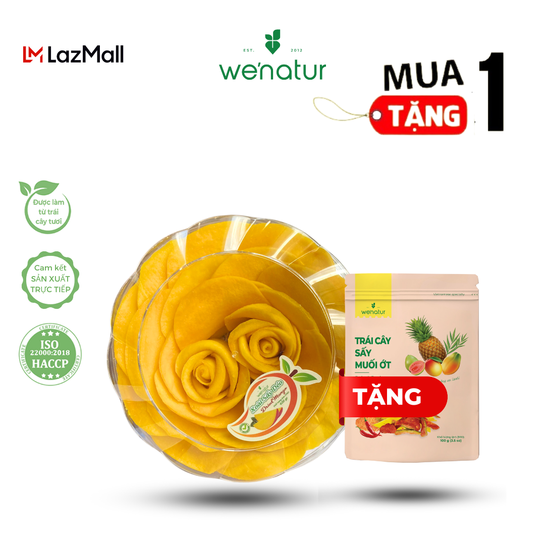 [Mua 1 tặng 1] Xoài Sấy Dẻo Xếp Hoa wenatur 400g (tặng 1 Trái cây sấy muối ớt 100g)