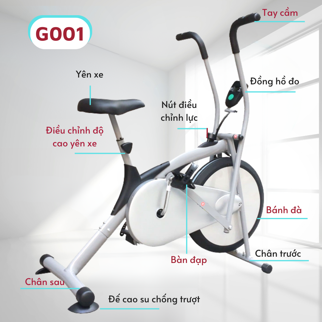 Xe Đạp Tập Gym Tại Nhà AirBike Xe Đạp Tập Thể Dục Tại Nhà Đa Năng Thế Hệ Mới Kết Hợp Cả Tay Và Chân 