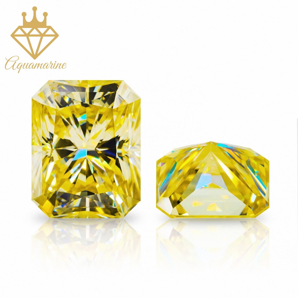 (Size 4x6 mm) Kim cương nhân tạo Moissanite giác cắt Radiant màu vàng