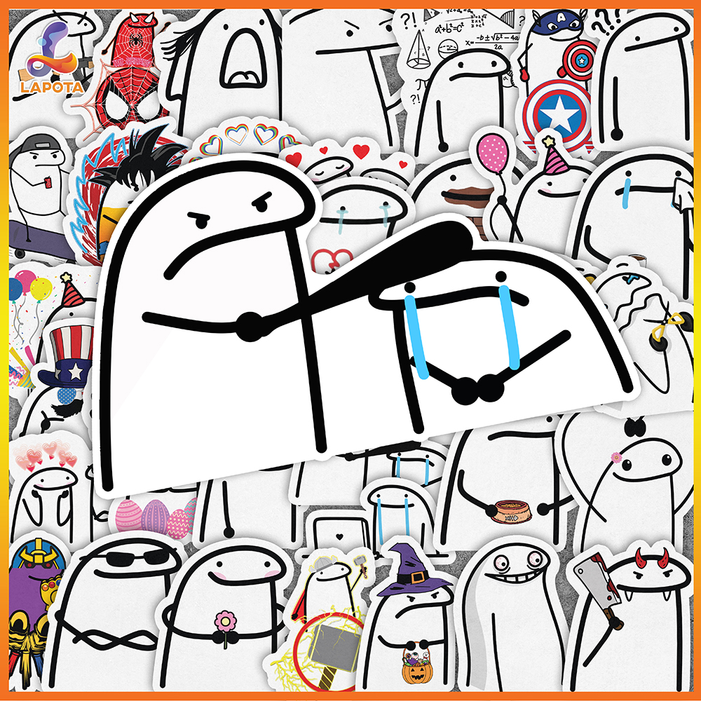 Set 50 cái Sticker Flork Meme chống nước Hình Dán Flork giá rẻ decal dán mũ bảo hiểm laptop dán xe v