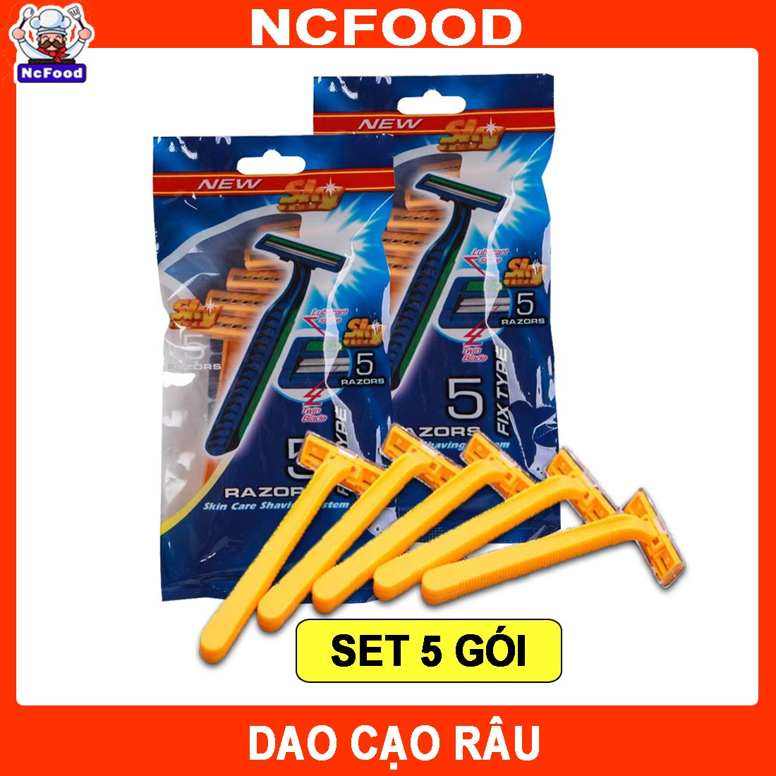 (Freeship Max) [Set 5 Gói 25 Cây] Dao Cạo Râu 2 Lưỡi (Ncfood)