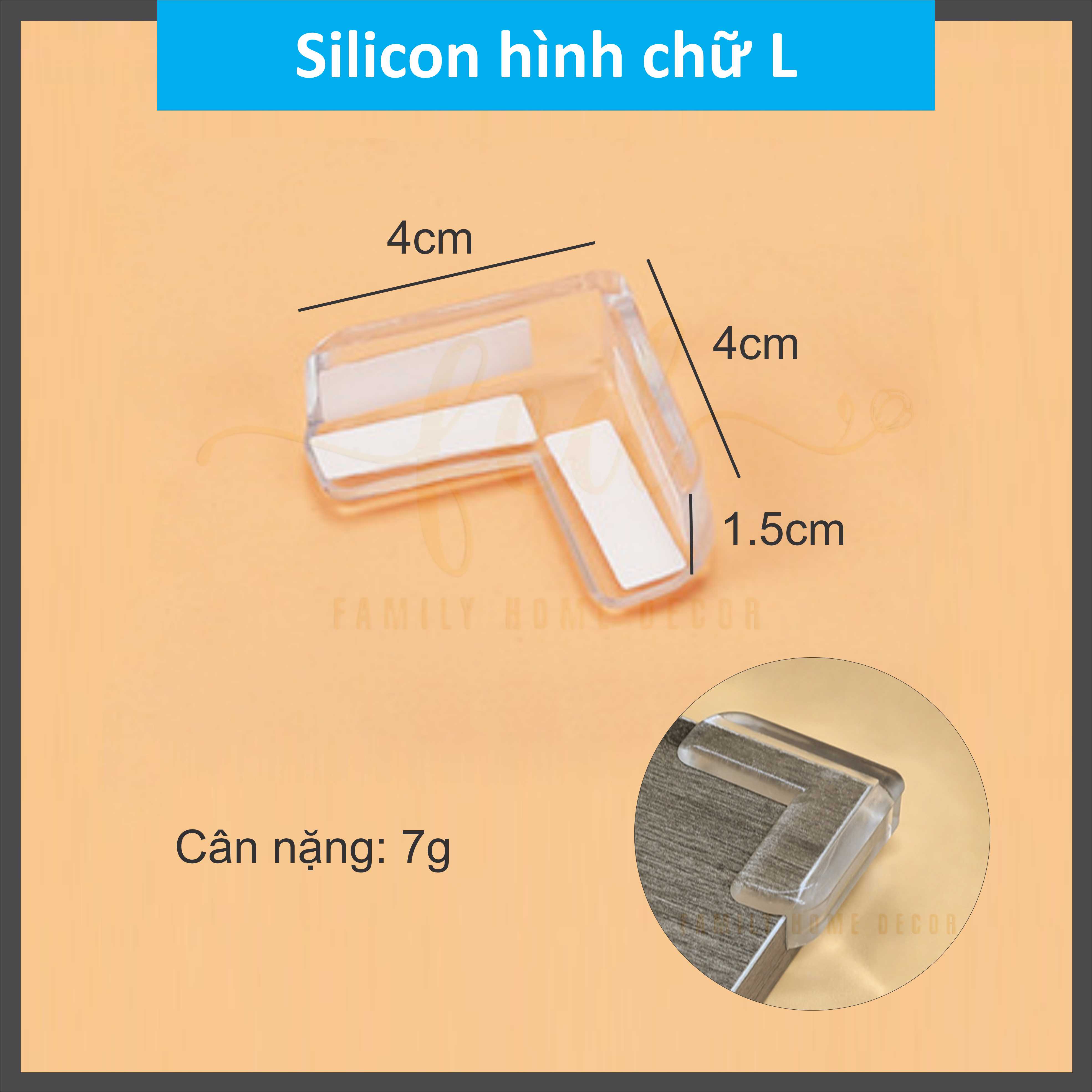 (COMBO 4 CÁI) Miếng Bịt Góc Bàn Silicon Tránh Va Đập An Toàn Cho Bé Và Người Già - Hình chữ L T