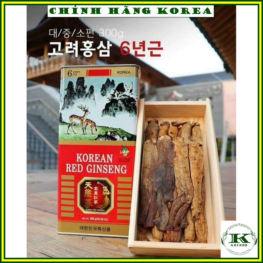 Hồng sâm củ khô hộp thiếc hàn quốc hộp 300gr - Nhân sâm khô tăng thể lực giảm stress phòng ung thư