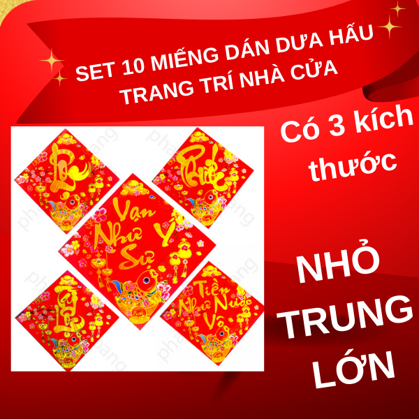 Set 10 miếng dán dưa hấu trang trí nhà cửa  miếng dán dưa  hấu chưng bàn thờ  dán trái cây  miếng dá
