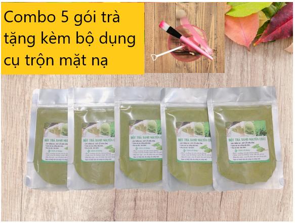 Combo 5 Gói(Mỗi Gói 100Gr) Bột Trà Xanh Đắp Mặt Nạ Ngừa Mụn Dưỡng Da Trắng Mịn Ngăn Ngừa Nếp Nhăn