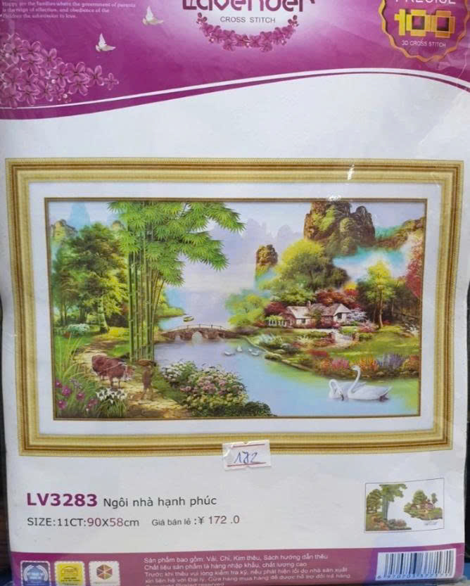 Tranh thêu chữ thập phong cảnh đồng quê mẫu mới - tự thêu Kích thước sản phẩm: 90x58 cm