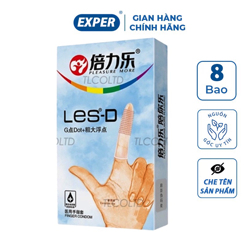 Bao cao su ngón tay LES - D bao ngón tay có gai bcs ngón tay 1 hộp 8 cái