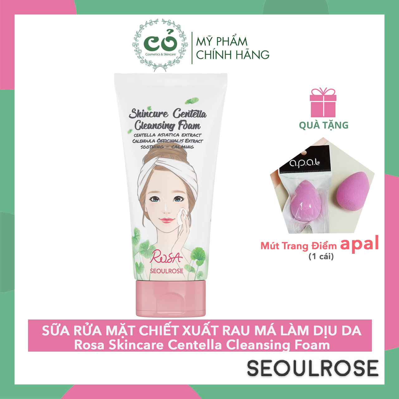 [Hcm]Sữa Rửa Mặt Làm Dịu Da Mụn Seoulrose Rosa Skincare Centella