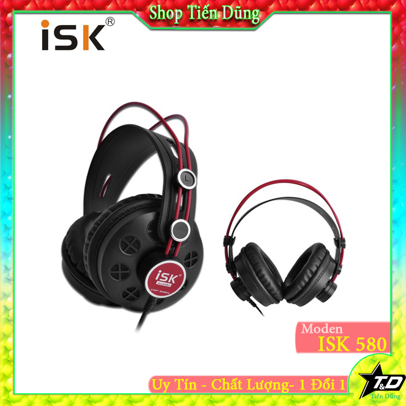 Tai nghe chụp tai isk hp580 dòng có dây kiểm âm nên cho âm thanh chất lượng - Tai nghe kiểm âm hp 58