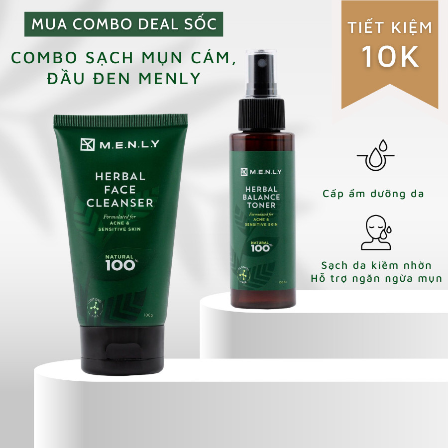 [HCM]COMBO CHO DA NHỜN MỤN CÁM ĐẦU ĐEN MENLY