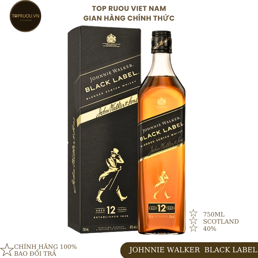[TopRuouVietNam] Rượu Whisky Johnnie Walker Black Label 750ml [Hàng Thật]