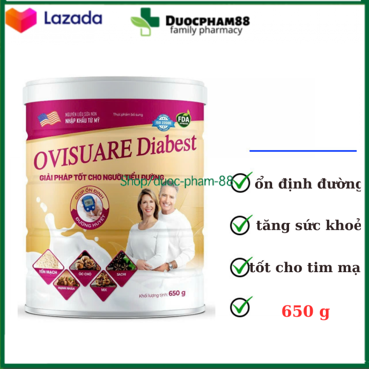 Sữa Ovisuare diabest giúp ổn định đường huyết tốt cho tim mạch hộp 650g