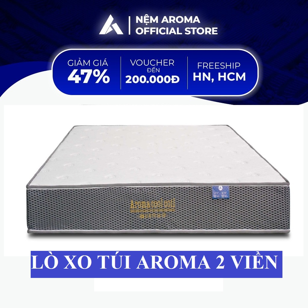 Nệm Lò Xo Túi Độc Lập Aroma Cool Coil 2 Viền - Bảo Hành Chính Hãng 10 Năm