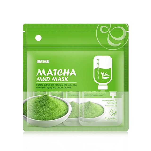 [Hcm]Bộ 12 Gói Mặt Nạ Bùn Tinh Chất Matcha Trà Xanh Làm Sạch Sâu 5G