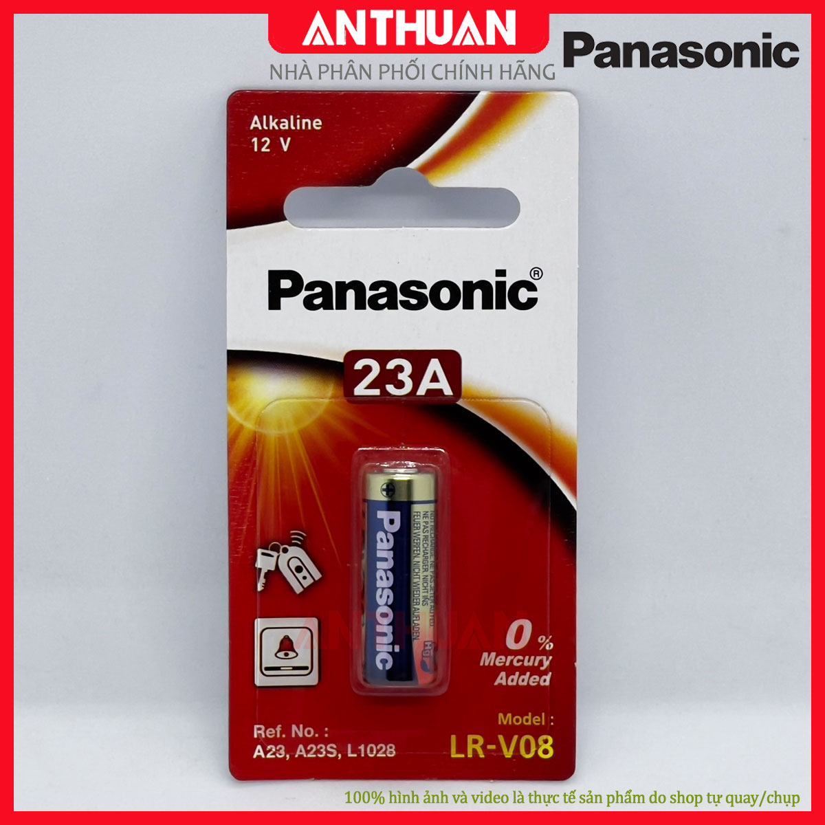 Pin A23 - 23A Panasonic 12V cao cấp chính hãng LRV08 vỉ 1 viên. Thay cửa cuốn điều khiển ...