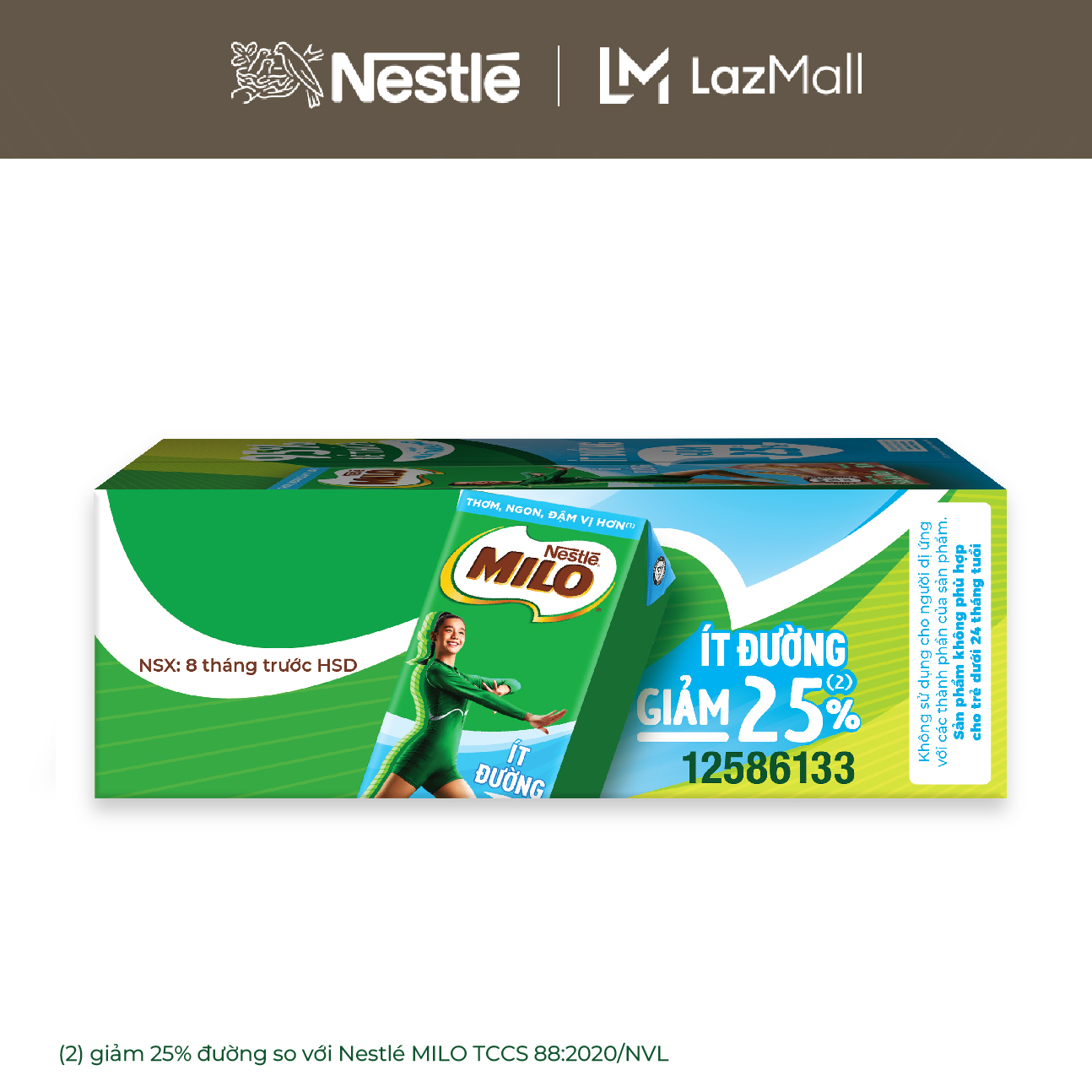 [ƯU ĐÃI THÁNG 11] [FREESHIP HCM] Sữa lúa mạch Nestlé® MILO® ít đường thùng 48 hộp x 180ml (12x4x180m
