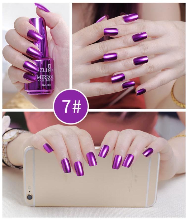 [HCM]Sơn Móng Tay Mau Khô Hiệu Ứng Ánh Kim Tráng Gương SZLIAN 18ML