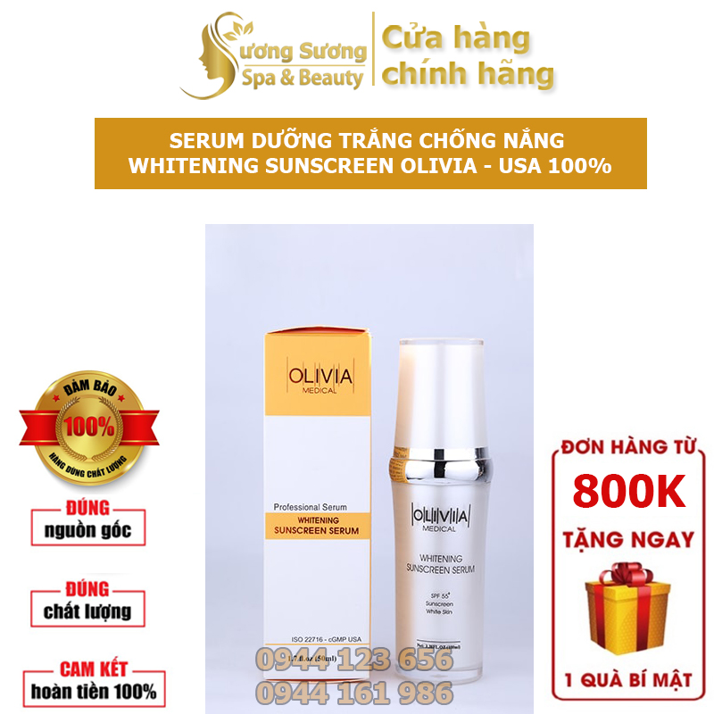 [Free Ship] Serum Dưỡng Chống Nắng Olivia Whitening Sunscreen Serum Dưỡng Trắng Sáng Da Che Khuyết Điểm Nuôi Dưỡng Giữ Ẩm Da Giúp Làn Da Mịn Màng Và Rạng Rỡ Hàng Chính Hãng