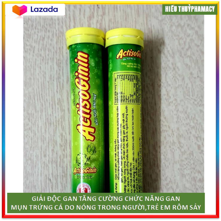 [Combo 5 tuýp] Viên sủi Actiso thanh nhiệt giải độc gan - Tuýp 20 viên - HSD 2023