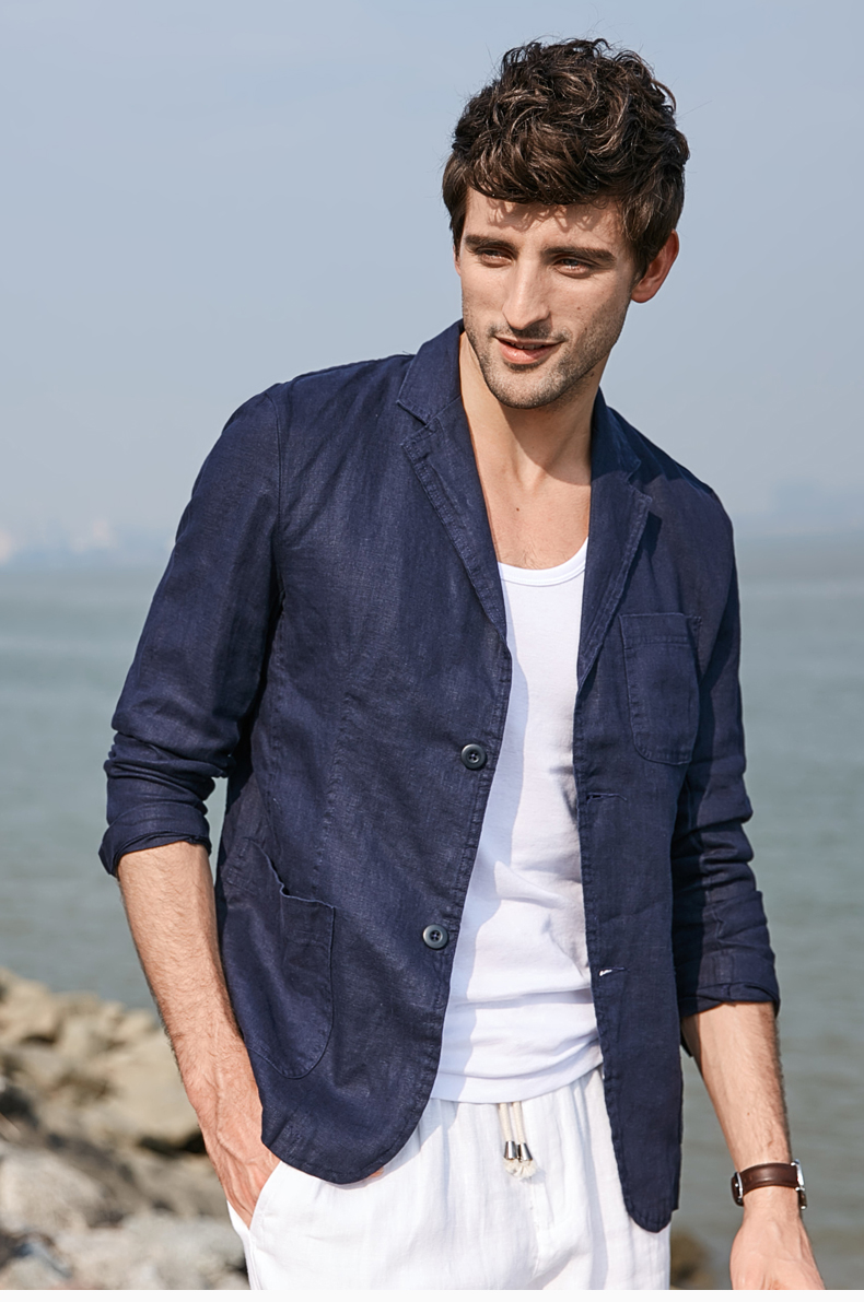 Áo vest blazer Linen nam dáng lửng chất vải linen tự nhiên mềm mại thời trang phong cách lịch lãm - Đen