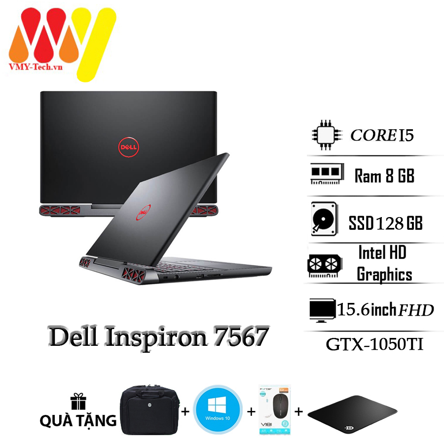 Laptop Gaming Dell 7567 cấu hình khủng cao cấp core i5 Ram 8gb ổ cứng 128GB + 500GB GTX 1050Ti màn 1