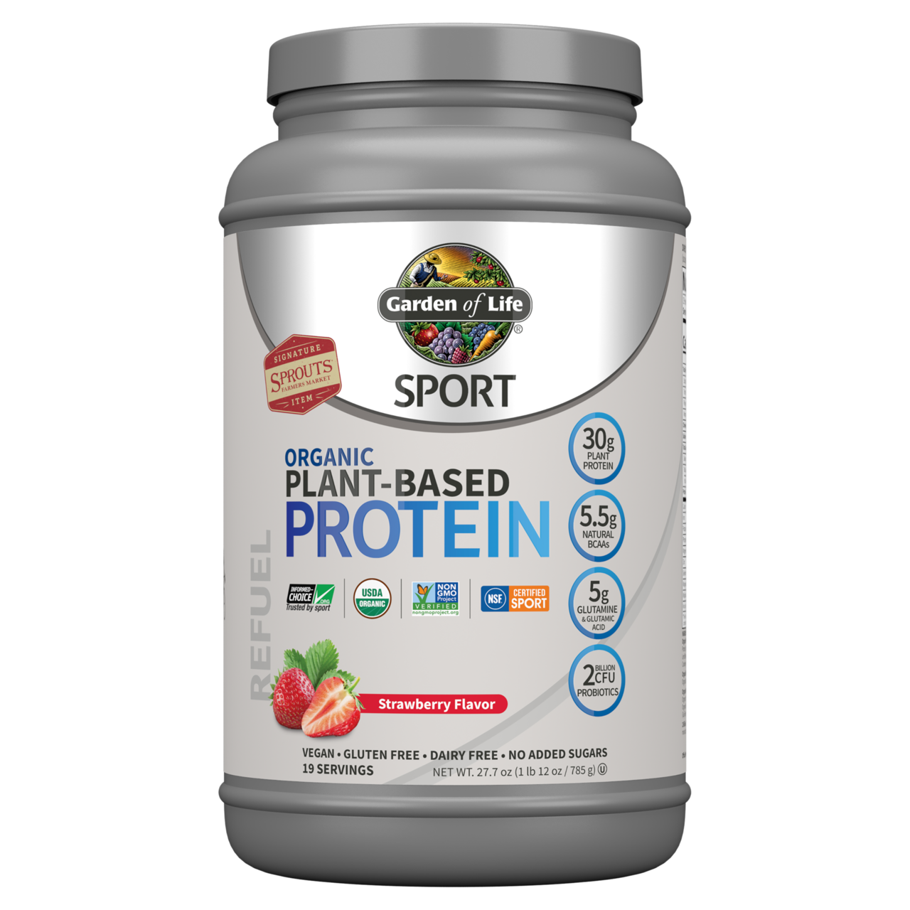 Bột protein thuần chayGarden Of Life Sport strawberry 19 servings 785g