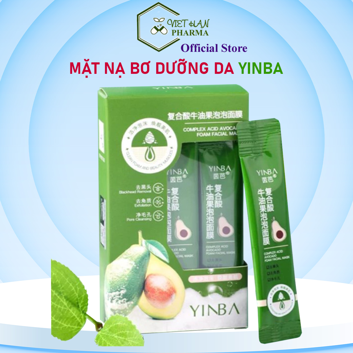 Mặt Nạ Sủi Bọt Thải Độc Chiết Xuất Quả Bơ Giúp Thải Độc Dưỡng Da - Chính hãng