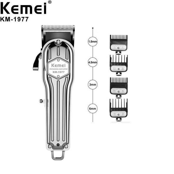 Tông Đơ Cắt Tóc Bấm Tóc Chuyên Nghiệp Kemei Km1977 Pin Lithium [Hàng Siêu Chất Lượng]