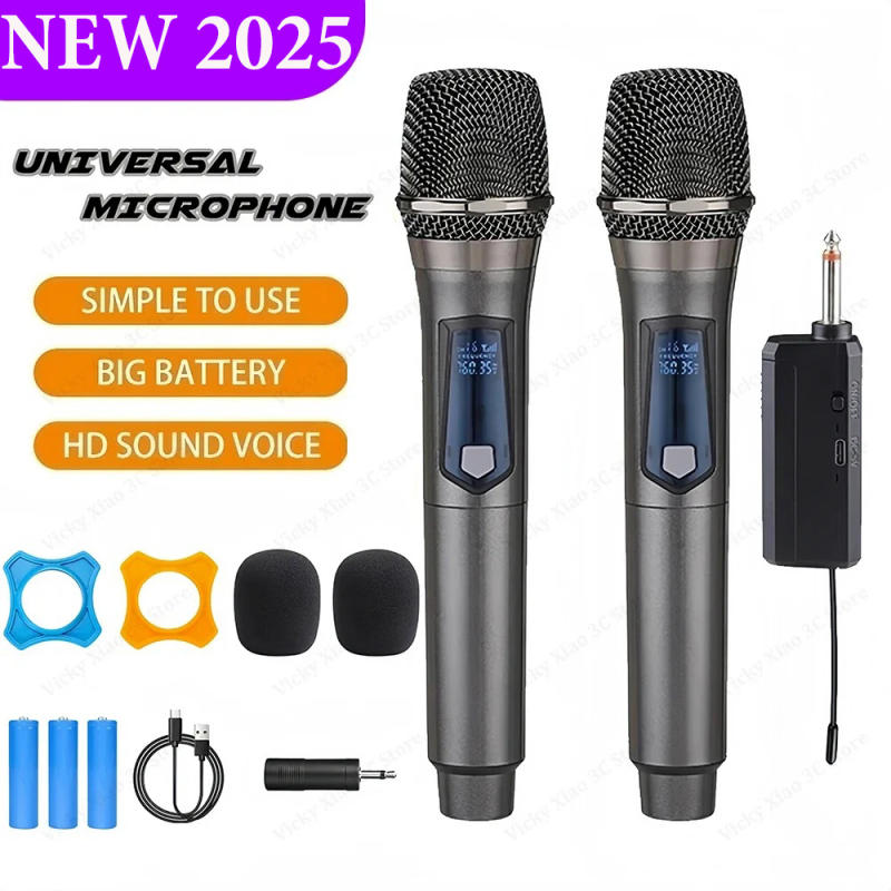 Mic Karaoke Không Dây LT128 Chất Âm Dày Dặn Nhẹ Siêu Sáng- Bắt Âm Nhạy Chống Hú Bộ 2 Tay Micro Sạc Pin Tiện Lợi Chống Nhiễu Tốt Dành Cho Dàn Karaoke Loa Kéo Amply Mixer