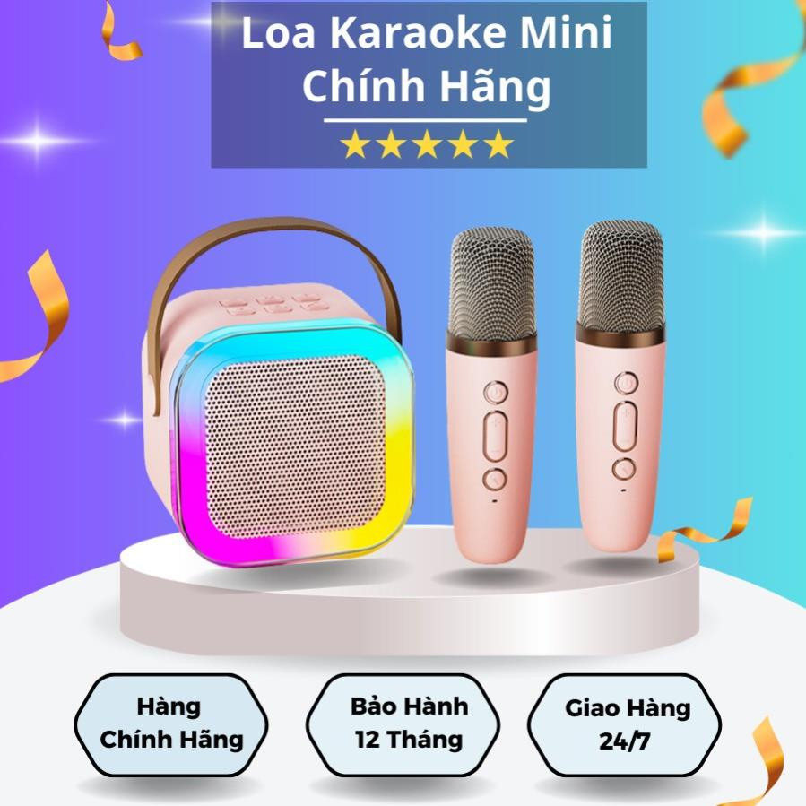 [ TẶNG KÈM 2 MIC ] Loa Bluetooth Không Dây  Loa Hát Karaoke Mini K12 Sạc Pin Không Dây  Âm Thanh Hay Bass Chuẩn Tặng Kèm 2 Mic Hát Có Thể Thay Đổi Giọng Dễ Sử Dụng Bảo Hành 1 Đổi 1