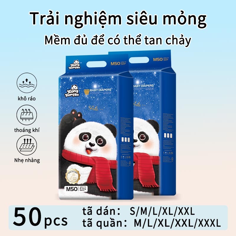 Tã bỉm trẻ em hiệu Panda 50-100 miếng/gói thấm hút cao nhiều họa tiết đầy đủ kích cỡ (S/M/L/XL/2XL/3XL/4XL).