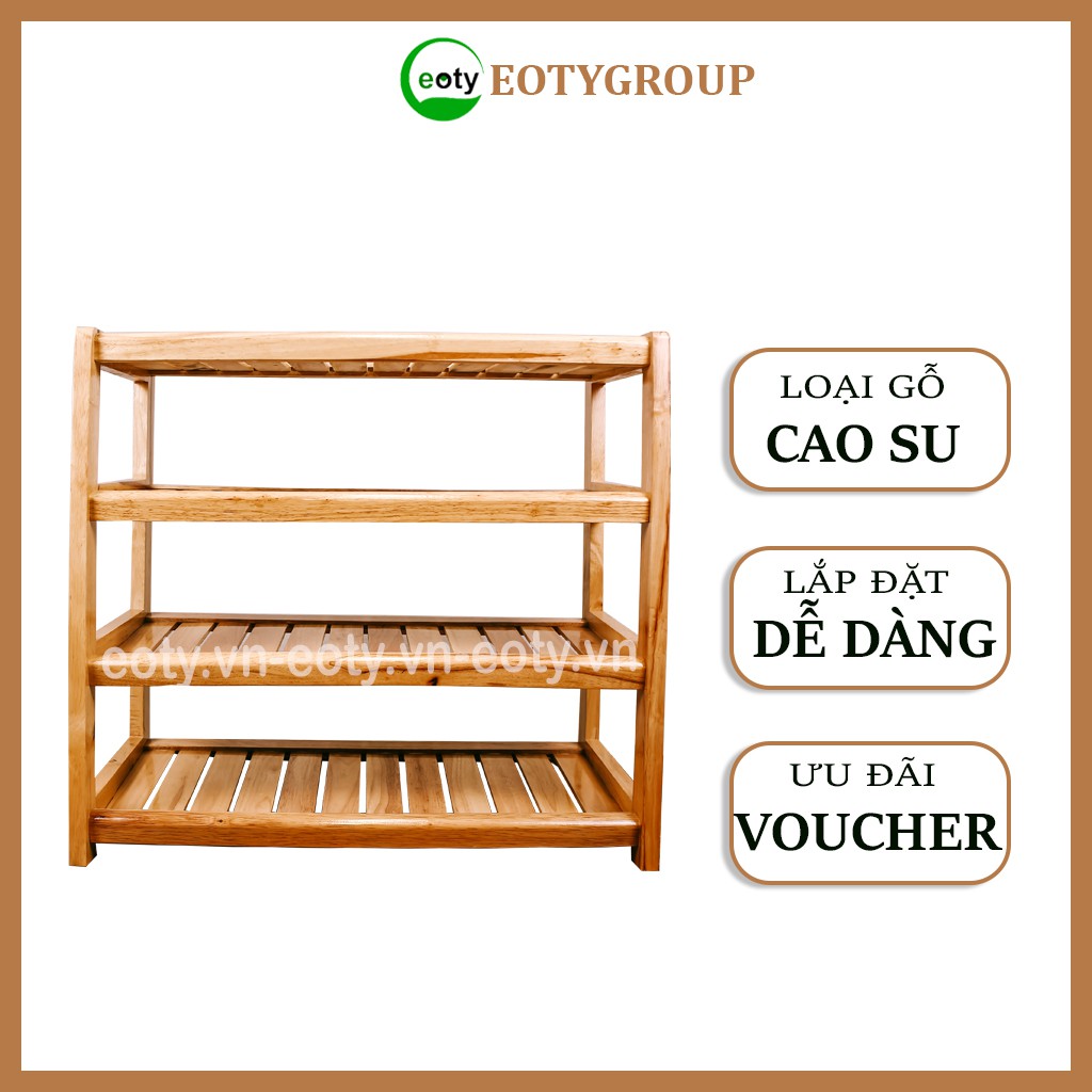 Kệ tủ để giày dép gỗ cao su cao cấp 4 tầng - Kệ để đồ đa năng EOTYGROUP