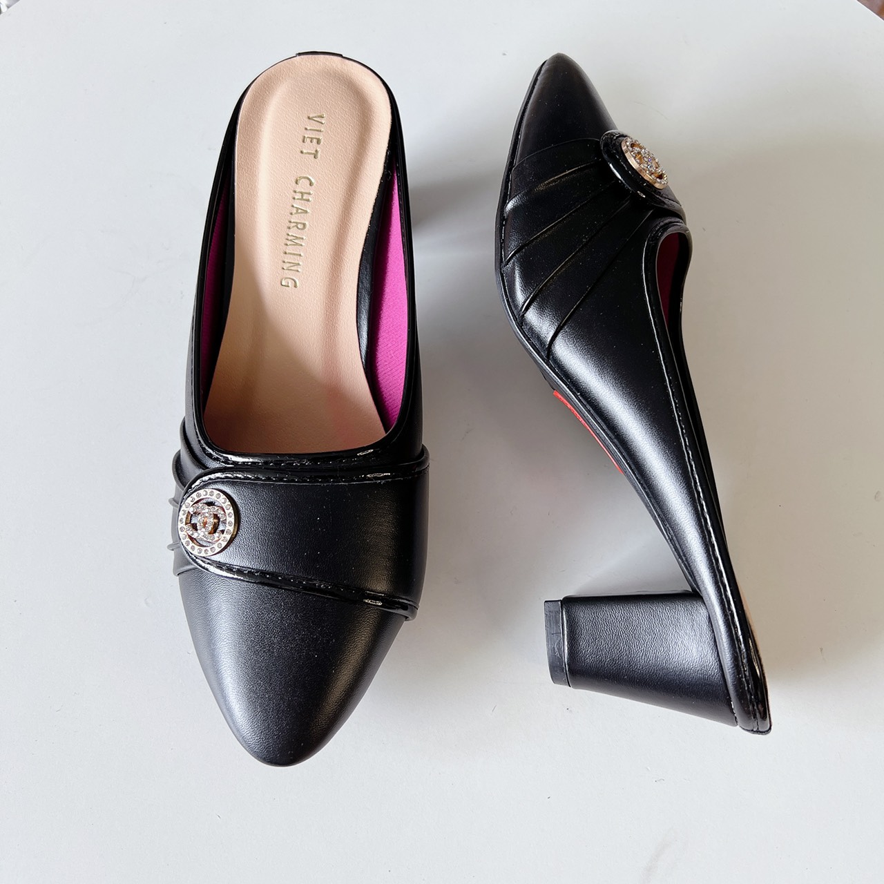 giày big size sục nữ trung niên gót 5cm chuẩn size 36 đến 43