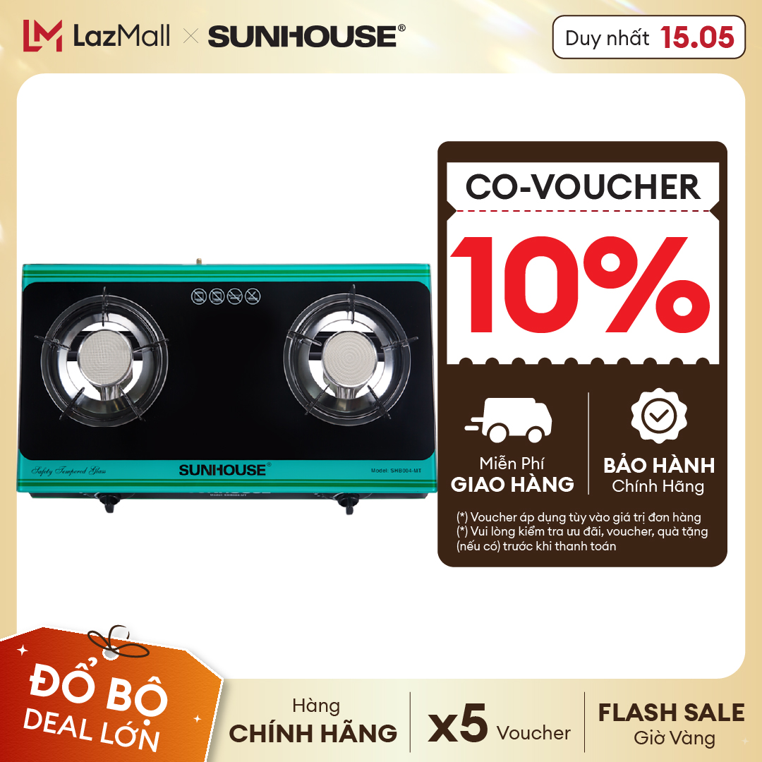 Bếp gas dương hồng ngoại SUNHOUSE SHB004MT - Đầu đốt hồng ngoại tiết kiệm gas - Kiềng bếp tráng men 