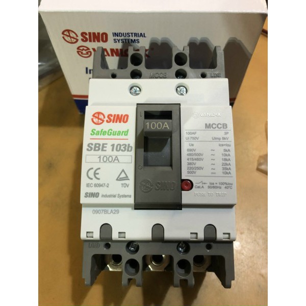 Aptomat khối MCCB Sino 3P 75A - 100A mã SBE103b