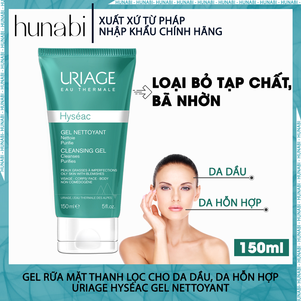 Sữa Rửa Mặt Dạng Gel Thanh Lọc Da Dầu Da Hỗn Hợp Loại Bỏ Tạp Chất Bả Nhờn Uriage Hyséac Gel Nettoyant Hương Thơm Tinh Tế Không Chứa Xà Phòng Nhập Khẩu Chính Hãng Mỹ Phẩm Pháp 150Ml