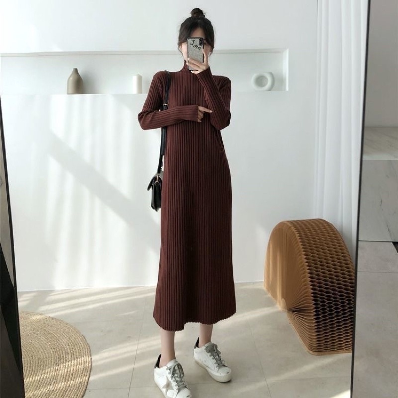 Mùa hè 2018 và mùa thu mới phiên bản Hàn Quốc của áo len sọc rộng thời  trang nữ là váy len mỏng đáy váy váy len body dáng dài | Tàu