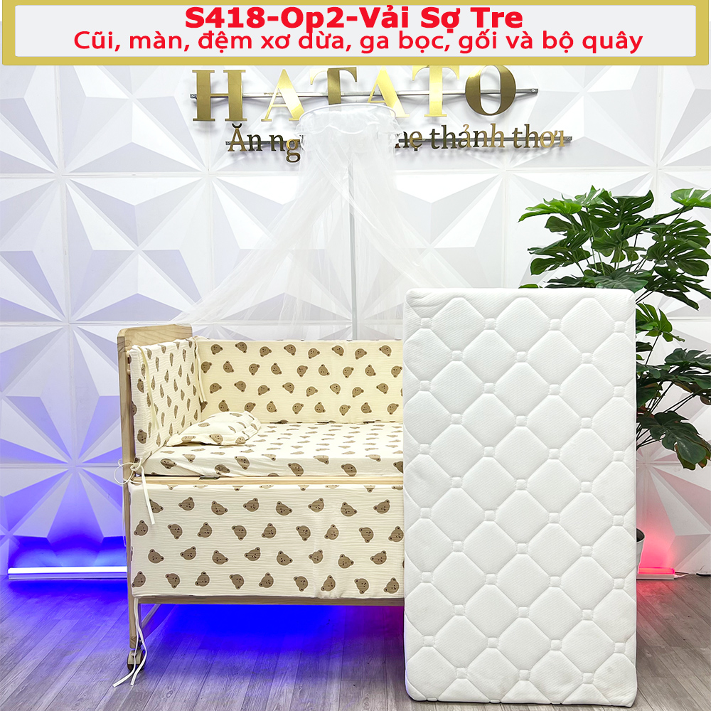 Nôi Cho Bé Hatato S418 - 6 Trong 1 Bảo Hành 2 Năm có thể làm Cũi và lam quây cũi cho bé