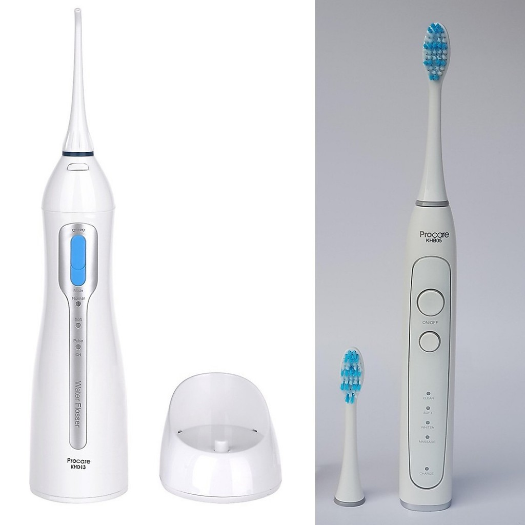 Máy Tăm Nước Du Lịch Cao Cấp Procare Khd13 + Bàn Chải Đánh Răng Điện Cao Cấp Procare Khb05 Làm Sạch Răng Hiệu Quả Hơn 93% So Với Chỉ Nha Khoa