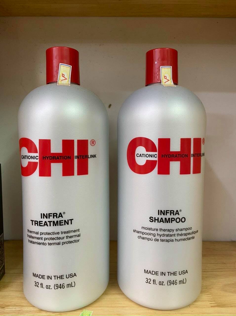 Chính Hãng - Cặp Dầu Gội Xả Chi Infra Shampoo & Treatment Siêu Mượt Cho Tóc Khô Hư Tổn ( Xám ) Mỹ 946Ml X 2