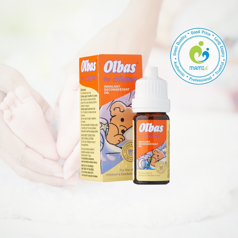 Tinh dầu giảm nghẹt mũi cho bé từ sơ sinh và 3 tháng tuổi Olbas For Children (12ml)/Babix Inhalat N (10ml) UK/Đức