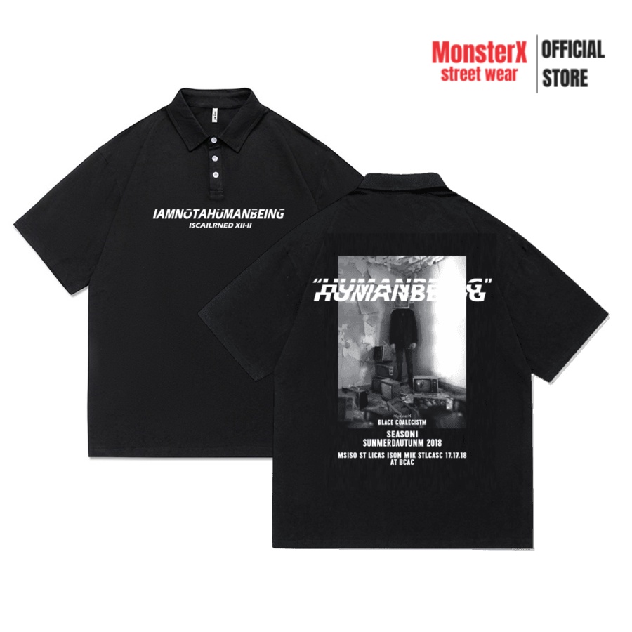 Áo thun POLO MONSTER X STREET Human Beeing phông tay lỡ nam nữ form rộng Local Brand