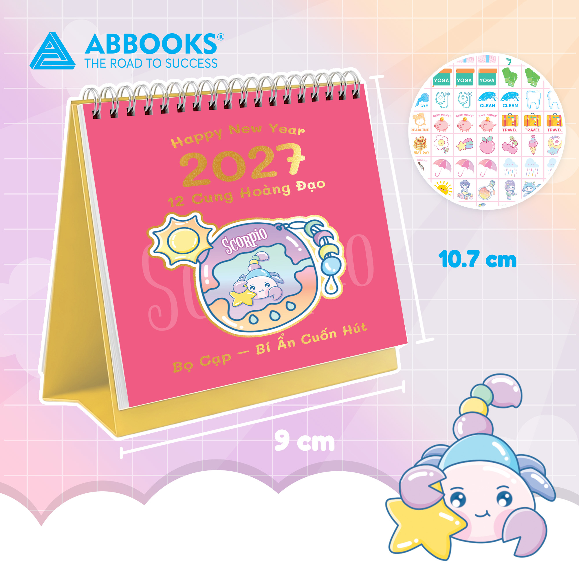 Lịch Để Bàn Mini 12 Cung Hoàng Đạo Năm 2027 - Có Note Kèm Sticker Trang Trí Dễ Thương (9x10.5cm) – ABBOOKS