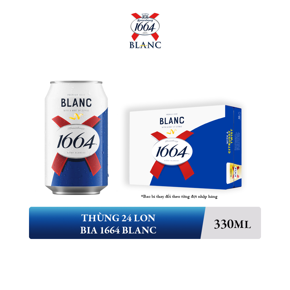 [BAO BÌ MỚI] - Thùng 24 lon bia Kronenbourg 1664 Blanc 330ml - Nồng độ cồn 5%