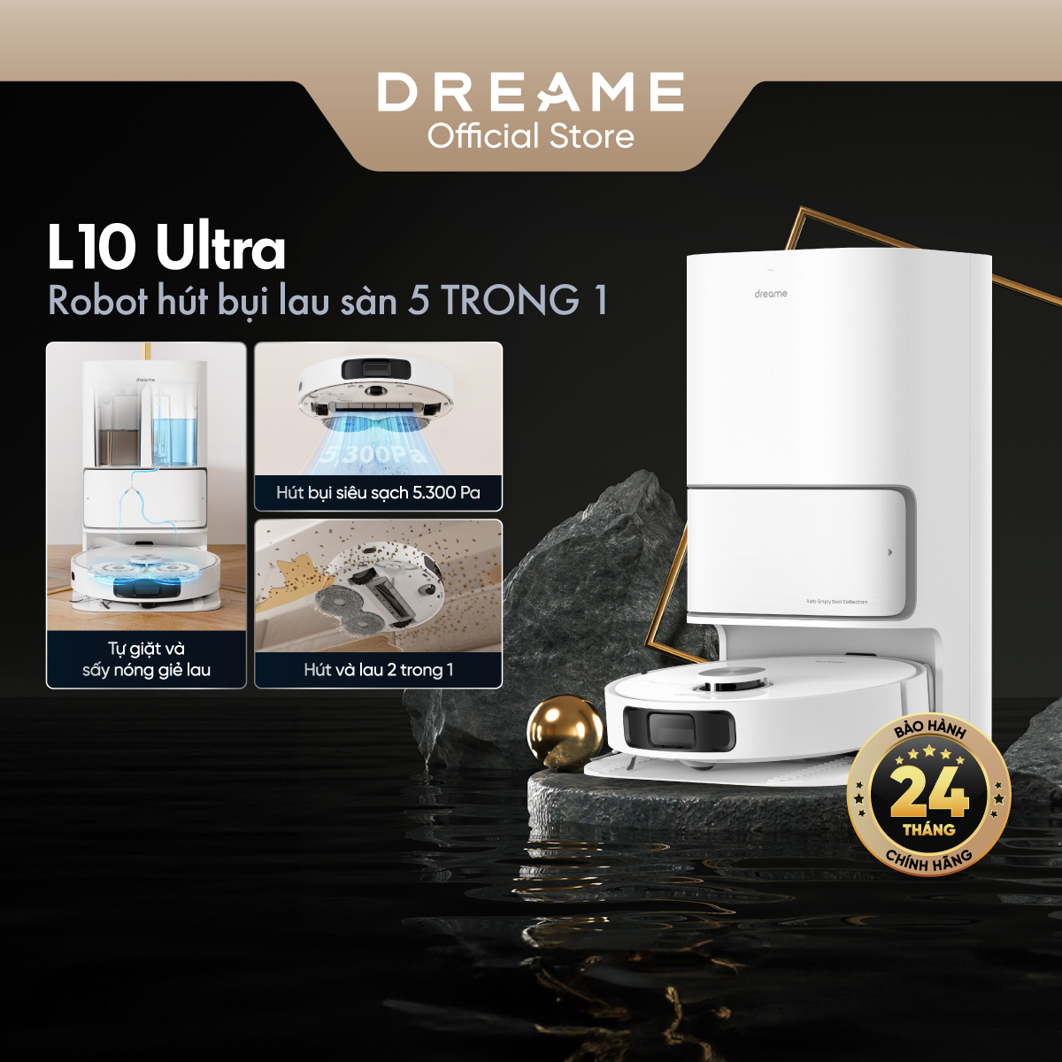 Robot hút bụi lau nhà Dreame Bot L10S Ultra - Hỗ trợ làm sạch thông minh, tự động